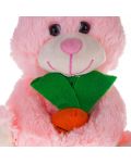 Плюшено зайче Tea Toys - Бени, 28 cm, с морков, розово - 3t