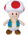 Плюшена фигура Nintendo Games: Super Mario Bros. - Toad, 25 cm - 1t