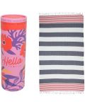 Памучна кърпа в кутия Hello Towels - New, 100 х 180 cm, синьо-червена - 1t