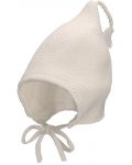 Плетена бебешка шапка Sterntaler - От органичен памук, 45 cm, 6-9 м, бяла - 1t