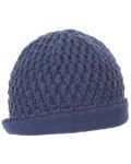 Плетена шапка с поларена подплата - 53 cm, 2-4 г, синя - 2t