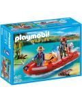 Комплект фигурки Playmobil Wild Life – Надуваема лодка с изследователи - 1t