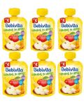 Плодова закуска Bebivita - Пауч с банан и ябълка, 6 х 90 g - 1t