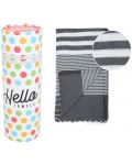 Памучна кърпа в кутия Hello Towels - Malibu, 100 х 180 cm, черно-бяла - 1t