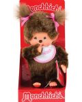 Плюшена играчка Monchhichi - Маймунка момиченце с розов лигавник, 20cm - 1t