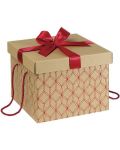 Подаръчна кутия Giftpack - С червена панделка и дръжки, 27 х 27 х 20 cm - 1t