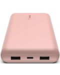 Портативна батерия Belkin - Boost Charge, 20000 mAh, кабел USB-C, розова - 3t