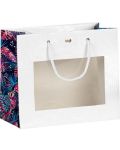 Подаръчна торбичка Giftpack - 20 x 10 x 17 cm, бяла/тропик, PVC прозорец - 1t