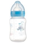 Полипропиленово шише за хранене с широко гърло с биберон Zizito - Little Angel, синьо, 250 ml - 2t