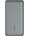 Портативна батерия Belkin - Power Bank, 10000 mAh, кабел USB-C, сива - 2t
