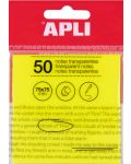 Прозрачни самозалепващи листчета Apli - Жълти, 75 x 75 mm, 50 броя - 1t