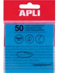 Прозрачни самозалепващи листчета Apli - Сини, 75 x 75 mm, 50 броя - 1t