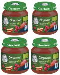 Пюре Nestle Gerber Organic - Ябълки и малини, 4 х 125 g - 1t