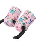 Универсални ръкавици за количка с вълна ДоРечи - Розови с картинки - 1t