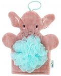 Ръкавица с гъба за къпане BabyJem - Розова, 9 x 11 cm - 1t
