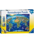 Пъзел Ravensburger от 200 XXL части - Карта на световните забележителности - 1t