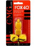 Реферска свирка Maxima - Fox 40, с връзка и силиконов мундщук, жълта - 2t