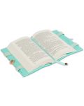 Рокля за книга (Текстилна подвързия с дръжки и копче): Риби, синя основа, дантела-4 - 5t