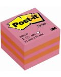 Самозалепващо кубче Post-it - Pink, 5.1 x 5.1 cm, 400 листа - 1t