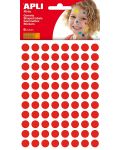 Самозалепващи стикери Apli - Кръгчета, червени, 10.5 mm, 588 броя - 1t