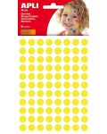 Самозалепващи стикери Apli - Кръгчета, жълти, 10.5 mm, 588 броя - 1t