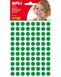 Самозалепващи стикери Apli - Кръгчета, зелени, 10.5 mm, 588 броя - 1t