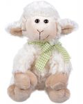 Плюшена играчка Morgenroth Plusch – Седяща овчица със зелена панделка, 19 cm - 1t