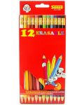 Цветни моливи с гумичка Sense – 12 броя - 1t