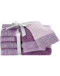 Сет от 6 хавлиени кърпи AmeliaHome - Aria, лилави-розови - 1t