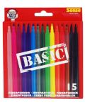 Цветни флумастери Sense Basic – 15 броя - 1t