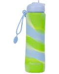 Сгъваема силиконова бутилка Cool Pack Pump - Zebra Lime, 600 ml - 1t