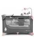 Сгъваема бебешка кошара KinderKraft - Joy Full, с аксесоари, сиво с розово - 2t
