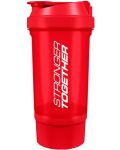 Шейкър Trec Nutrition - Stronger Together, 500 ml, червен - 1t