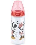 Шише Nuk First Choice - Mickey Mouse, със силиконов биберон, 300 ml - червен - 1t