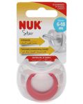 Силиконова залъгалка Nuk - Star, 6-18 месеца, червена - 1t