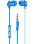 Слушалки с микрофон Cellularline - Music Sound 3.5 mm, сини - 1t