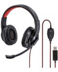 Слушалки с микрофон Hama - HS-USB400, черни/червени - 3t