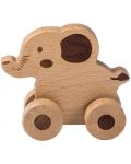 Дървена играчка Jouéco - Слонче, с колела за бутане - 1t