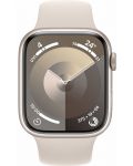 Смарт часовник Apple - Watch S9, 45mm, 1.9'', S/M, Starlight Sport - 1t
