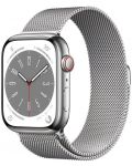 Смарт часовник Apple - Watch S8, Cellular, 45mm, Silver/Milanese Loop - 1t