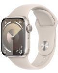 Смарт часовник Apple - Watch S9, 41mm, 1.69'', S/M, Starlight Sport - 2t