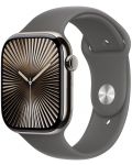 Смарт часовник Аpple - Watch S10 Cell, 42 mm, M/L, Natural Titanium Case with Stone Grey Sport Band - 2t