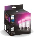 Смарт крушки Philips - Hue, 6.5W, E27, A60, 3 броя, dimmer - 1t