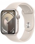 Смарт часовник Apple - Watch S9, 45mm, 1.9'', S/M, Starlight Sport - 2t
