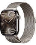 Смарт часовник Аpple - Watch S10 Cell, 42 mm, Natural Titanium Case with Natural Milanese Loop - 2t