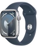 Смарт часовник Apple - Watch S9, 45mm, 1.9'', M/L, Storm Blue Sport - 2t