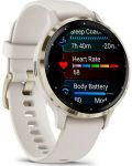 Смарт часовник Garmin - Venu 3S, 41 mm, 1.2'', Gold Ivory/Silicone - 4t