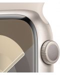Смарт часовник Apple - Watch S9, 45mm, 1.9'', S/M, Starlight Sport - 3t