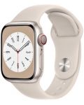 Смарт часовник Apple - Watch S8, Cellular, 45mm, Starlight - 1t