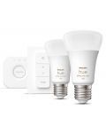 Смарт крушки Philips - HUE Get Started RGB, 9W, E27, A60, 2 бpоя, dimmer - 1t